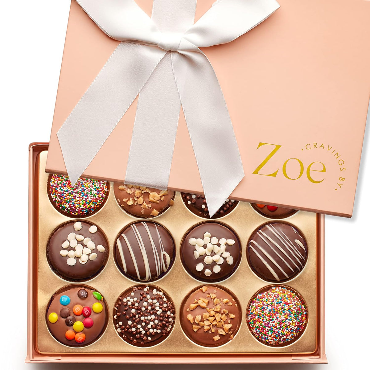 CRAVINGS BY ZOE Gourmet Chocolate Covered Cookies Gift Basket | 6 Count | Kosher Milk & Dark Belgian Chocolate Gourmet Food Gift Box | Birthday, Thank You, Candy Gifting Men Women Him Her Mom