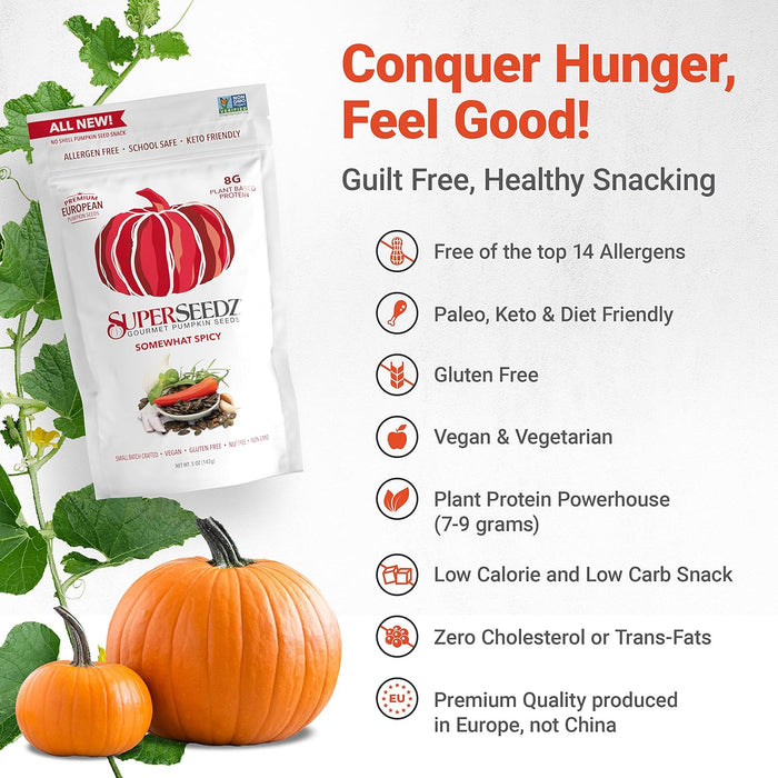 Super Seedz Seed Pumpkin Somewhat Spicy 5 Ounce - Pack of 2