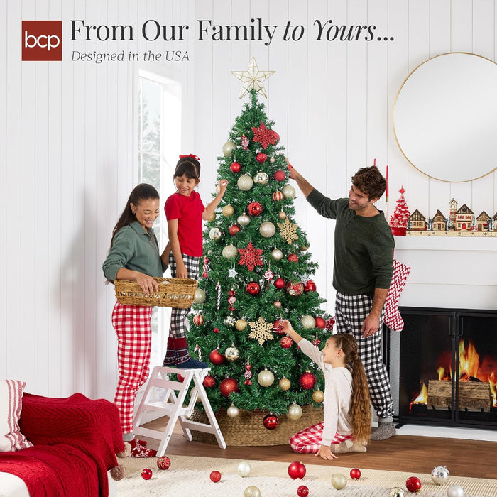 Best Choice Products Artificial Christmas Tree, 6ft Premium Unlit Hinged Design, Dense Branches Realistic Holiday Décor w/Easy Assembly, Base
