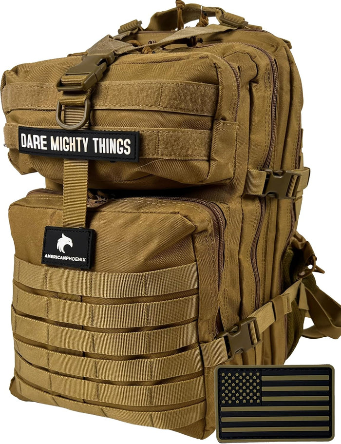 AMERICANPHOENIX 45L Elite Tactical Backpack | 3X Stronger Work & Military Backpack | Water Resistant and Heavy Duty | 3 Day MOLLE Bug Out Bag (Rose Pink)