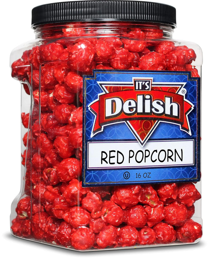 Gourmet Purple Grape Flavored Popcorn by It's Delish, 16 Oz Jumbo Container | Bulk Air Popped Pop Corn Snack - Fruity Purple Themed Candy Confetti – Gluten Free, Vegan, Kosher, 1 Count