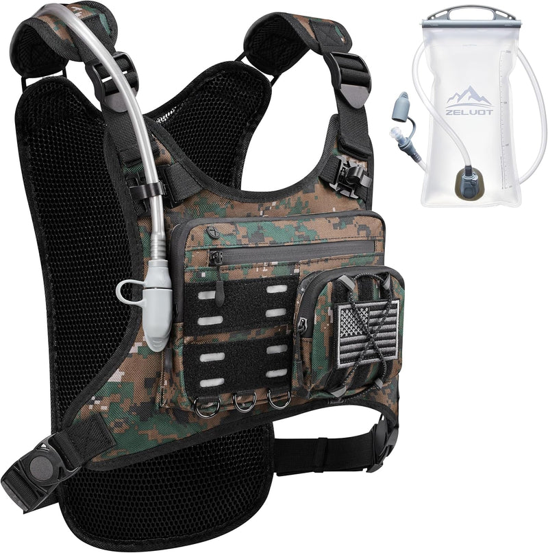 Running Vest with 2L Water Bladder, USA Original Patent, Lightweight Adjustable Chest Pack with Gear Holder, Reflective Running Hydration Vest for Men Women for Marathon