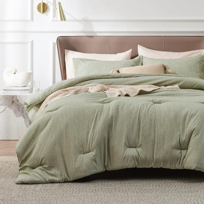 Bedsure Queen Comforter Set - Beige Soft Bedding for All Seasons, Cationic Dyed Bed Set, 3 Pieces, 1 Queen Size Comforter (90"x90") and 2 Pillow Shams (20"x26"+2")
