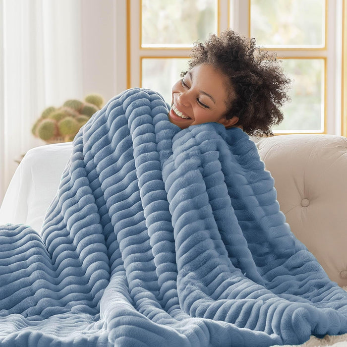 Bedsure GentleSoft White Throw Blanket for Couch - Cozy Blanket for Women, Cute Fleece Throws for Girls, Teacher Gifts Birthday Gifts for Women Men Mom, Room Home Dorm Decor, Off White, 50x60 Inches