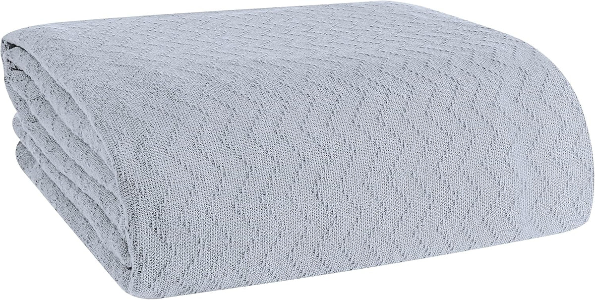 BELIZZI HOME 100% Cotton Bed Blanket, Breathable Thermal Blanket King Size, Soft Chevron 90''x102'', Perfect for Layering Any All Season, Charcoal Grey