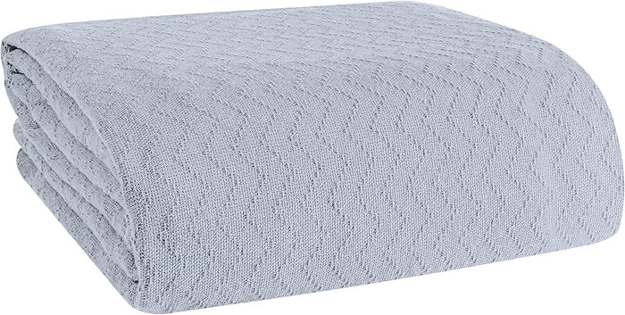 BELIZZI HOME 100% Cotton Bed Blanket, Breathable Thermal Blanket King Size, Soft Chevron 90''x102'', Perfect for Layering Any All Season, Charcoal Grey
