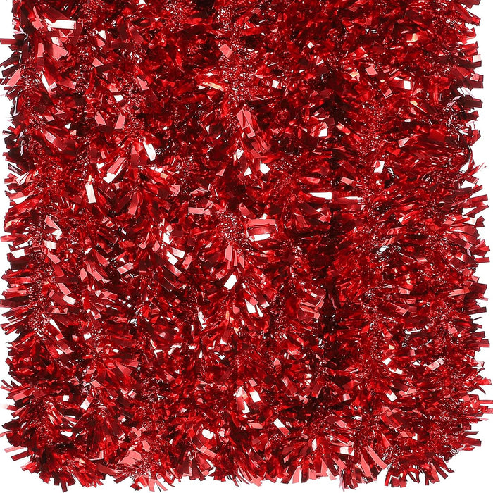 Dingion 59 Feet Christmas Tinsel Garland Metallic Twist Ornaments Hanging Glitter Xmas Garland for Christmas Tree Indoor Outdoor Decoration Party Supplies(Silver, Red, Green)