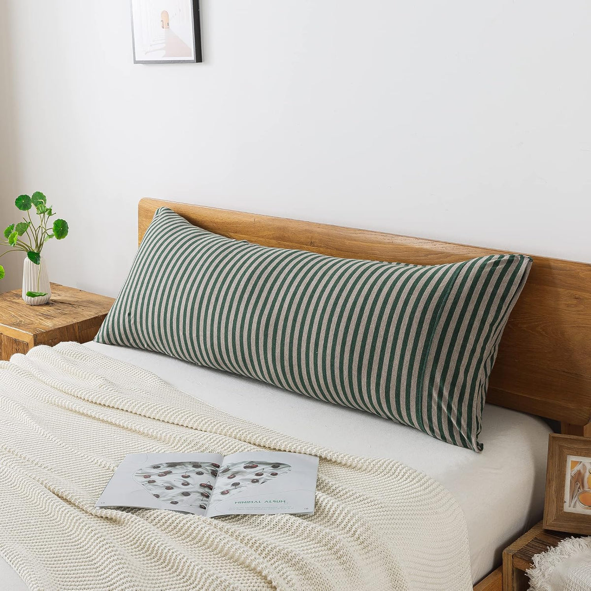 H HOUSEHOLD Pillowcases, 100% Cotton Jersey Knit, Soft and Cozy, Wrinkle, Stain Resistant with Envelope Closure (Dark Blue Stripe, Queen Size Pillowcase (20" x 30"))