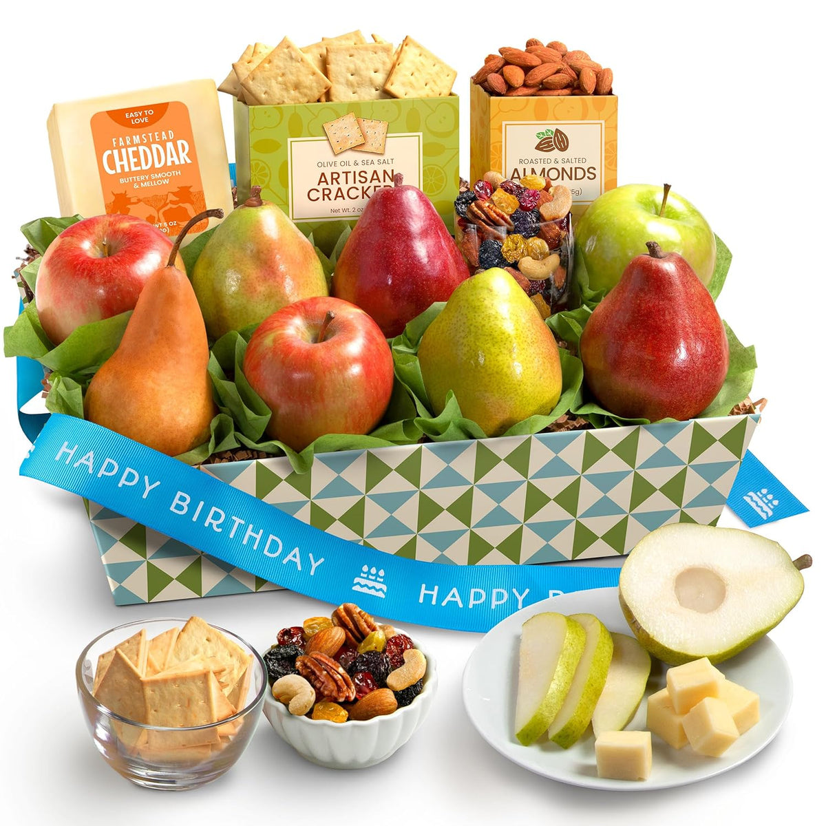 A Gift Inside Classic Fresh Fruit Basket Gift with Crackers, Cheese and Nuts for Holiday, Thank You, Birthday, Get Well, Anniversary, Corporate