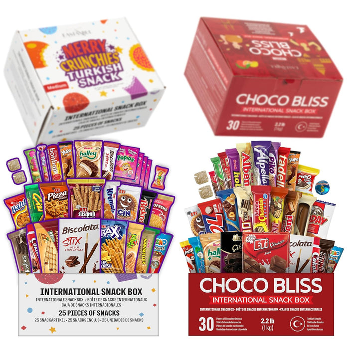Eastanbul International Snack Box Gift Set, 55 Premium Foreign Snack and Chocolate Bars, Turkish Exotic Gourmet Gift Box, Chocolate Candy Variety Pack