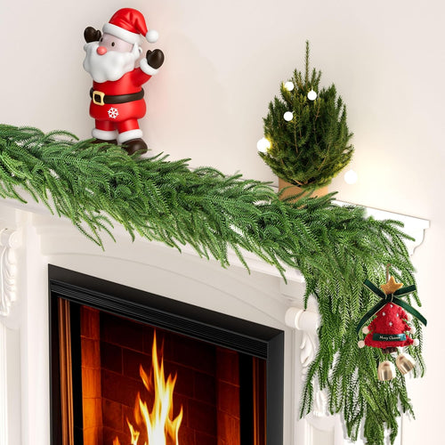 2 Pcs 6 Ft Artificial Norfolk Pine Garlands,Realistic Pine Garland,Artificial Greenery Garland for Christmas Table,Mantle, Wall, Indoor, Outdoor Decorations