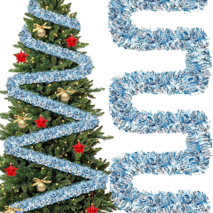 177 Feet Christmas Tinsel Garland Metallic Shiny Hanging Christmas Tree Tinsel Garland Ornaments for Indoor Outdoor Party Wedding Holiday(Red Green Gold)