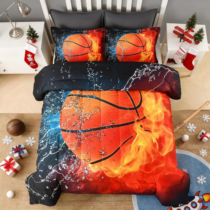 Andency Football Comforter Set Twin(66x90 Inch), 2 Pieces(1 Football Comforter, 1 Pillowcase) Sport Microfiber Rugby Comforter Set Bedding Set for Kids Boys Teens