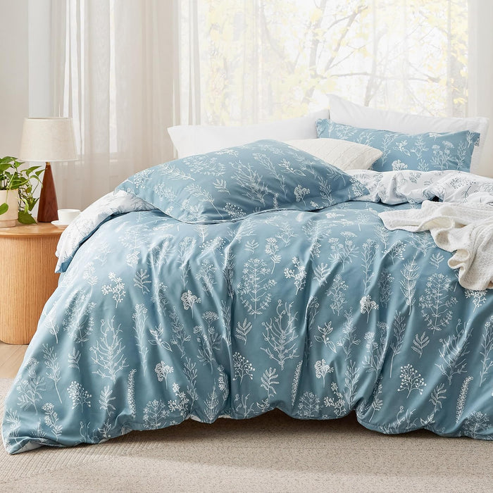 Bedsure King Comforter Set - Sage Green Bed Set, 3 Pieces Cute Floral Bedding, 1 Soft Reversible Botanical Flowers Comforter and 2 Pillow Shams