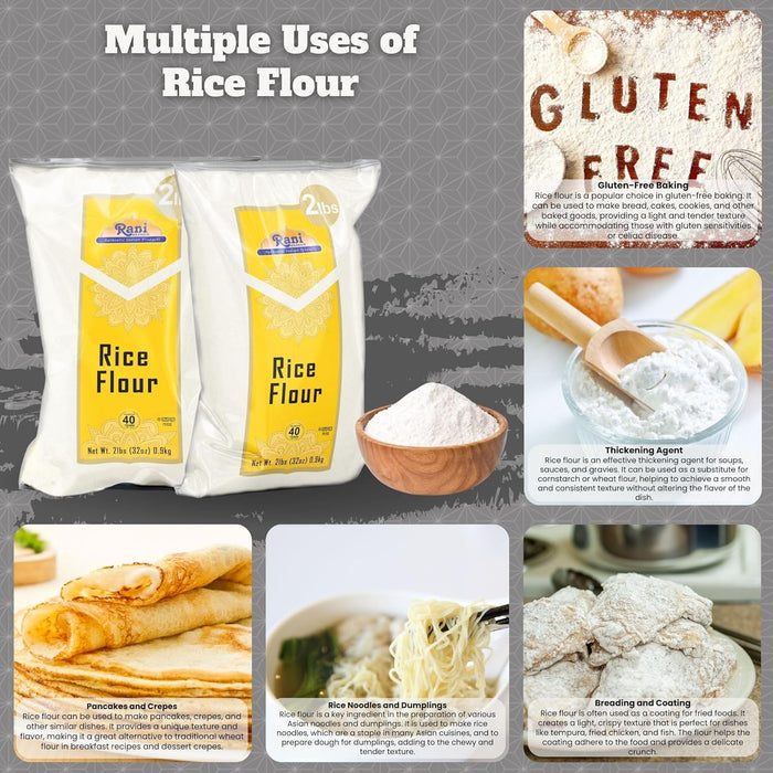 Rani Rice (White) Flour 32oz (2lbs) 908g ~ All Natural | Gluten Friendly | Vegan | NON-GMO | Kosher | Indian Origin