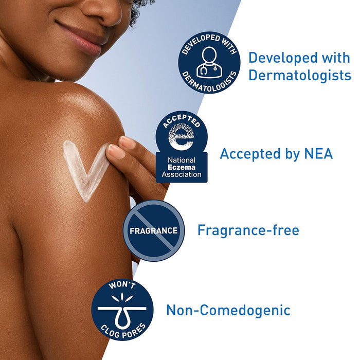 CeraVe Moisturizing Cream, Body and Face Moisturizer for Dry Skin, Body Cream with Hyaluronic Acid and Ceramides, Daily Moisturizer, Oil-Free, Fragrance Free, Non-Comedogenic, 19 Ounce