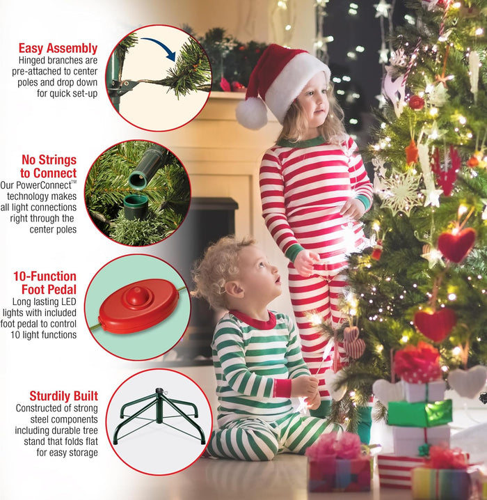National Tree Company Pre-Lit Artificial Full Christmas Tree, Green, Dunhill Fir, Dual Color LED Lights, Includes Stand, 9 Feet