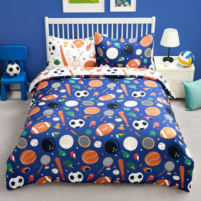 Joiedomi Kid Twin Comforter Set 5 Piece Unicorn Rainbow Bedding Set for Boys/Girls Super Soft Microfiber Bed in a Bag with Comforter Sheets Pillowcase & Sham