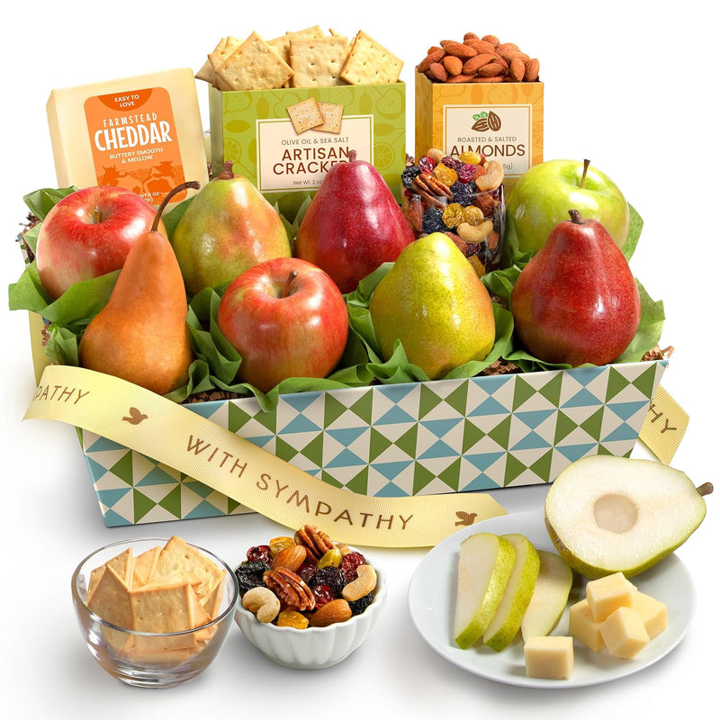 A Gift Inside Classic Fresh Fruit Basket Gift with Crackers, Cheese and Nuts for Holiday, Thank You, Birthday, Get Well, Anniversary, Corporate