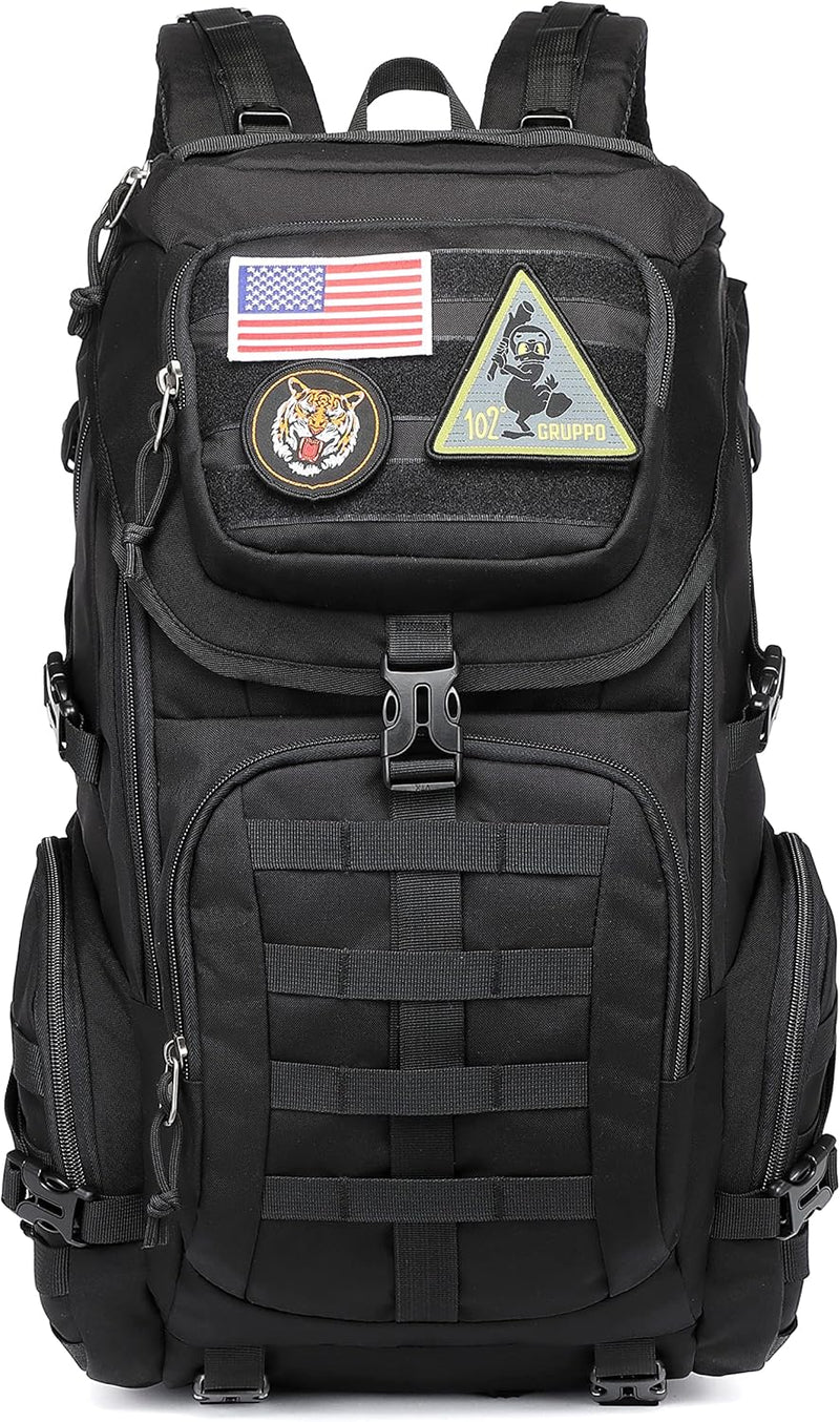 Wotony Tactical Assault Pack Backpack Molle Military Backpack Outdoor Hiking Camping Rucksack Waterproof backpack for men (Black, 25L)