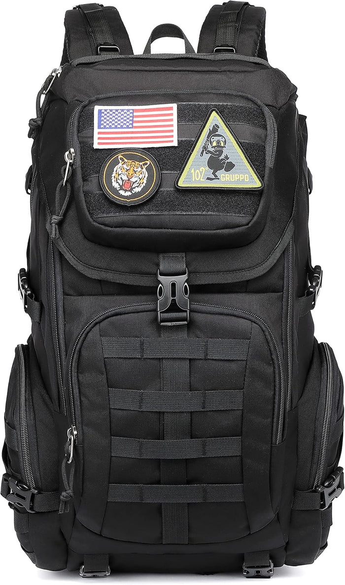 Wotony Tactical Assault Pack Backpack Molle Military Backpack Outdoor Hiking Camping Rucksack Waterproof backpack for men (Black, 25L)