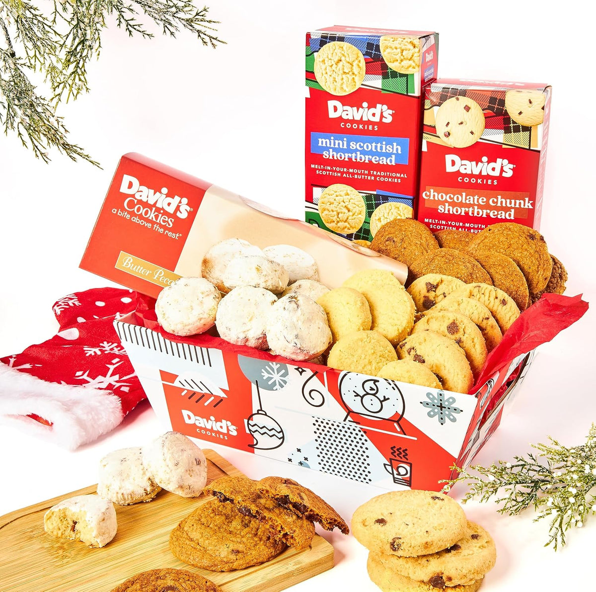 David Cookies Gift Basket for Families - Large Crate Assorted Cookies and Brownies for Snack and Sharing - Deliciously Flavored Cookies and Brownies with Finest Ingredients - Gourmet Food Gift Basket