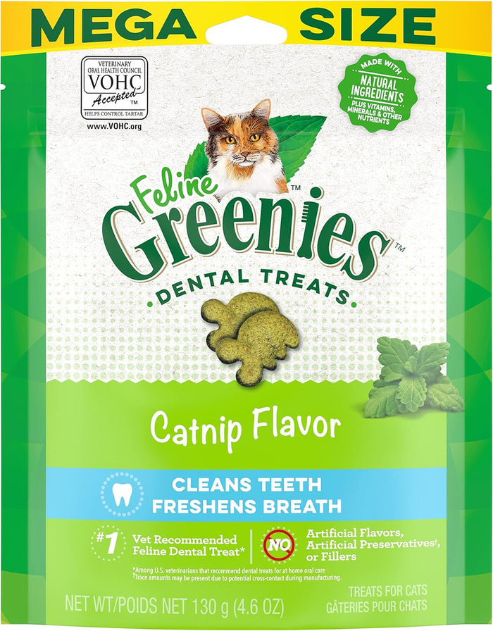 Greenies Feline Dental Cat Treats, Catnip Flavor, 21 oz. Tub