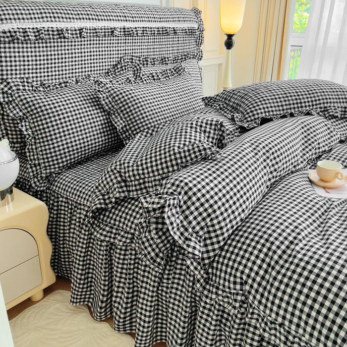 MKXI Plaid Comforter Set Queen Size, Geometric Checkered 3 Pieces Bedding Set Men Boys, Modern Style Comforter with 2 Pillow Shams All Season Soft Fluffy Bedding Set-(Tan,Dark Blue Grey,Khaki)