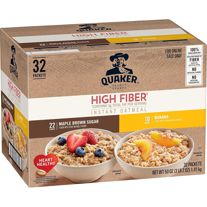 Quaker Steel Cut Quick 3-Minute Oatmeal, 2 Flavor Variety Pack, Individual Packets, 32 Count