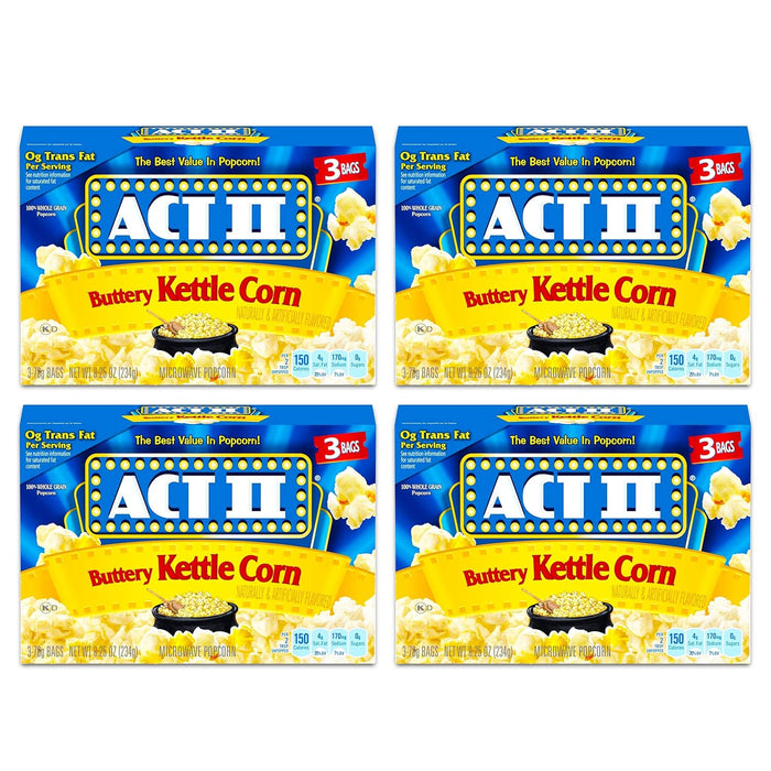 Act II Butter Lovers Microwave Popcorn, Movie Night Supplies, 2.75 oz., 3-Count Bags