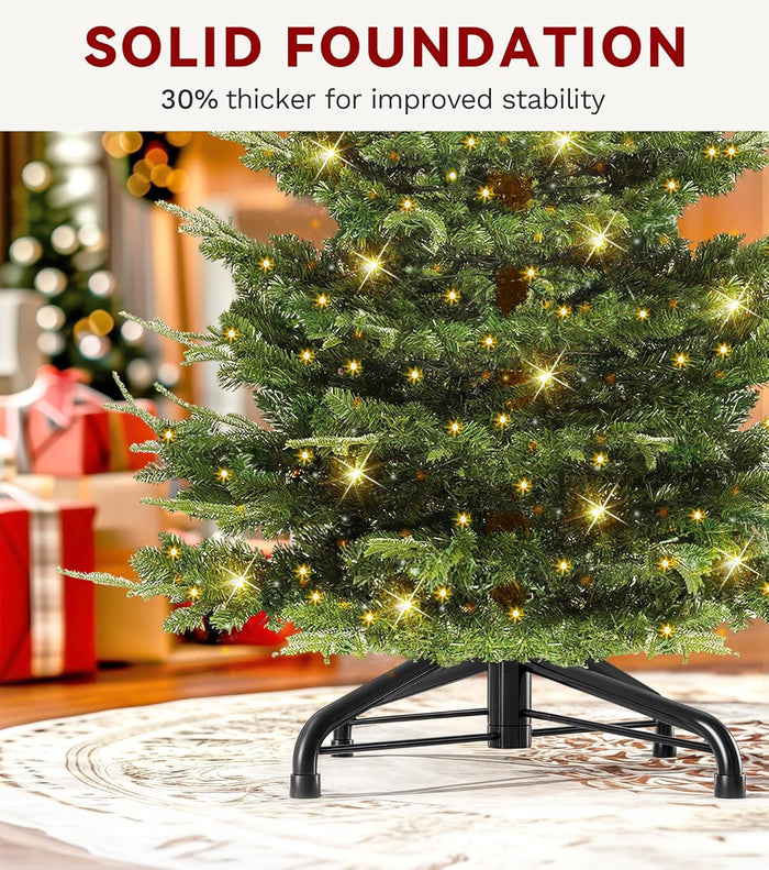 DWVO 6.5ft Aspen Fir Christmas Tree, Layered Artificial Christmas Tree with Crystal Embellishments, 900 Mixed PE & PVC Branch Tips, 500 Lights,Green with Remote Control
