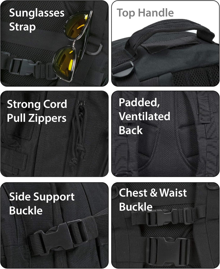 Rockland Military Tactical Laptop Backpack, Black, Large