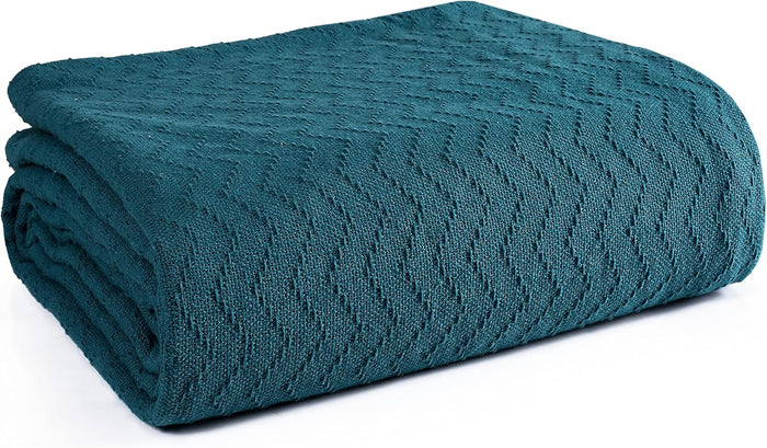 BELIZZI HOME 100% Cotton Bed Blanket, Breathable Thermal Blanket King Size, Soft Chevron 90''x102'', Perfect for Layering Any All Season, Charcoal Grey