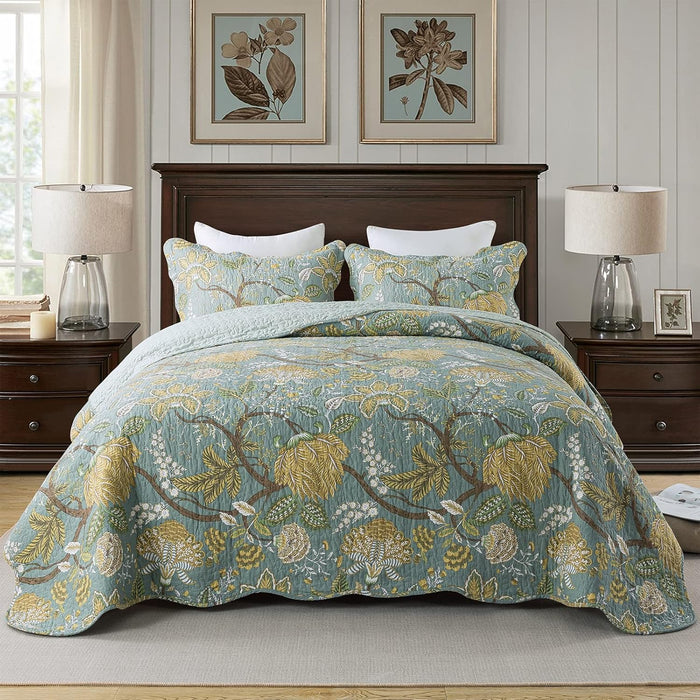 Travan 3-Piece Queen Quilt Sets with Shams Oversized Bedding Bedspread Reversible Soft Coverlet Set, Queen Size