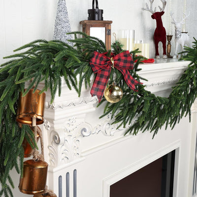 6FT Realistic Christmas Garland Pine Garland Real Touch Green Artificial Greenery Garland Artificial Pine Garlands,for Table Mantle Wall Indoor Outdoor Christmas All-Season Decorations