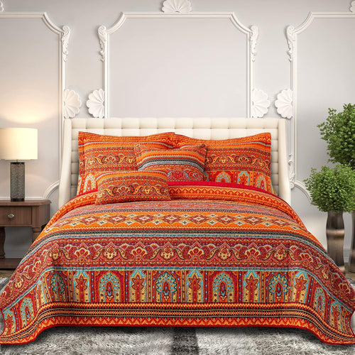 BEDIFANY Cotton King Size Quilt Sets, Lightweight King Quilt Bedding Set (98 x 106 inch) Garden Style Floral Bedspread King Size Coverlet Set for Bed Decorations - All Seasons, 3 Pieces