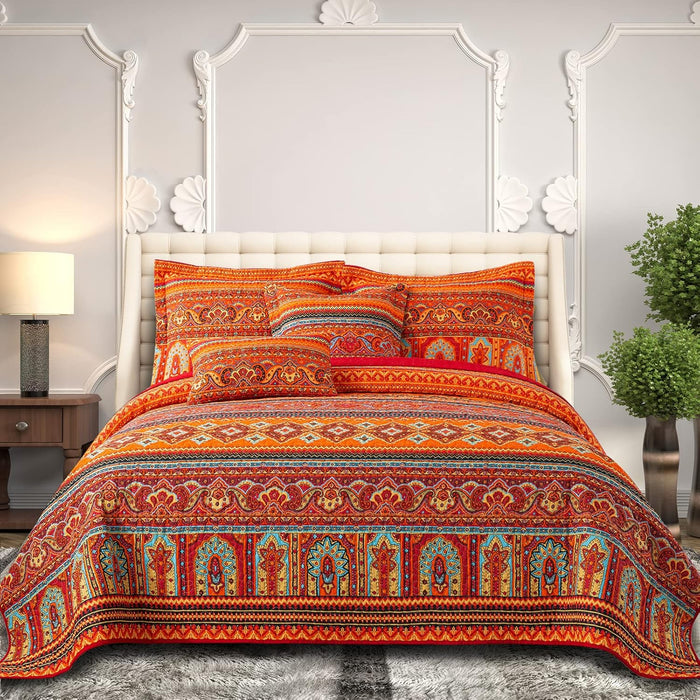 BEDIFANY Cotton King Size Quilt Sets, Lightweight King Quilt Bedding Set (98 x 106 inch) Garden Style Floral Bedspread King Size Coverlet Set for Bed Decorations - All Seasons, 3 Pieces