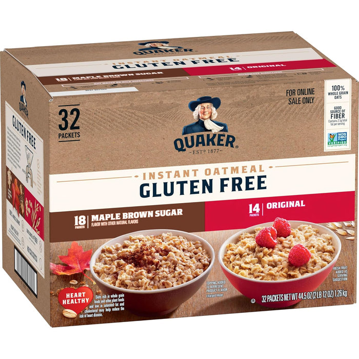 Quaker Steel Cut Quick 3-Minute Oatmeal, 2 Flavor Variety Pack, Individual Packets, 32 Count