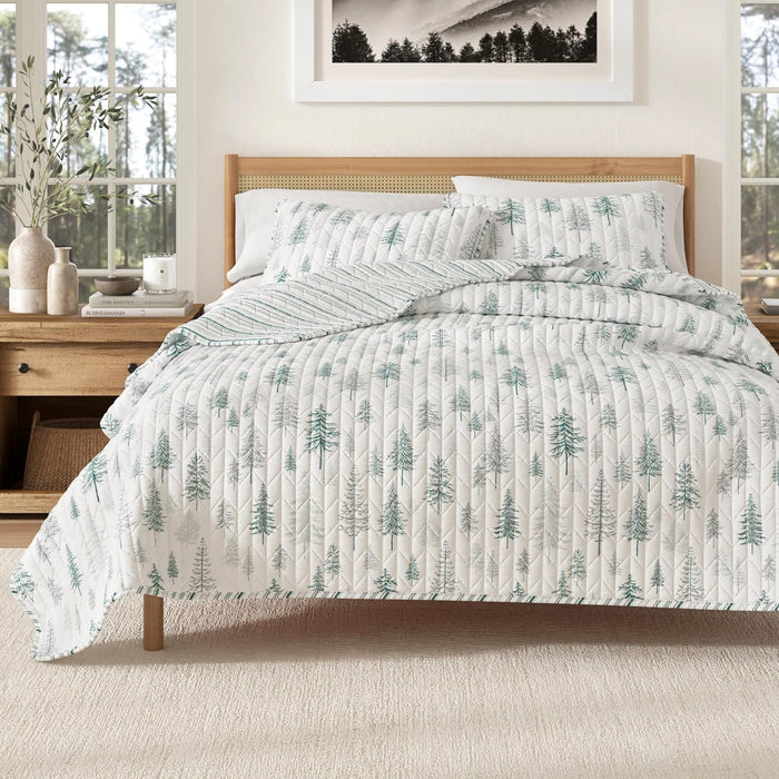 Great Bay Home Twin/Twin XL Reversible Rustic Lodge Olive Bedspread Quilt with Sham - All Season Cabin Coverlet Bedding Set (Includes 1 Quilt, 1 Pillow Sham)
