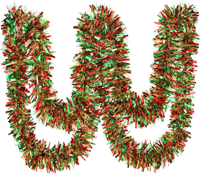 Dingion 59 Feet Christmas Tinsel Garlands Metallic Twist Garland Hanging Garland Ornaments for Halloween Christmas Tree Party Supplies Indoor and Outdoor Decoration(Shinny,White)