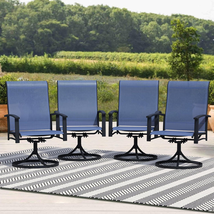 Outdoor Patio Swivel Dining Chairs Set of 4, All-Weather Swivel Rocker Chairs with Textilene High Back and Black Rust-Proof Metal Frame, Perfect for Patio, Lawn, Garden, or Backyard, Grey