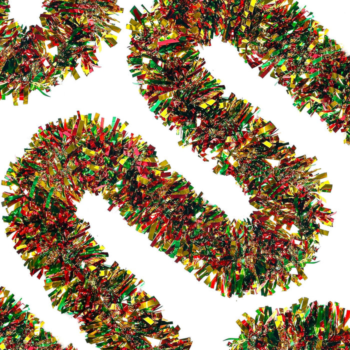 Sggvecsy 49.2Ft Christmas Green Red White Tinsel Garland Xmas Tree Decorations Christmas Metallic Twist Garland Ceiling Hanging Decorations for New Year Party Birthday Holiday Indoor Outdoor Supplies