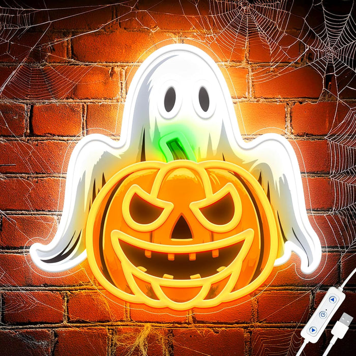 SELICOR Happy Halloween Neon Signs for Wall Decor,Halloween Pumpkin Neon Light Sign,USB Powered Light Up Acrylic LED Sign With Hooks for Bedroom,Kids Room,Living Room,Bar,Party,Halloween Decor
