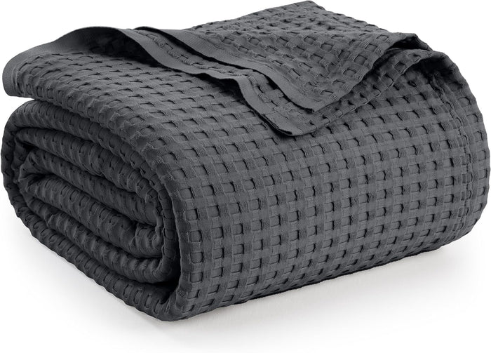 Utopia Bedding Khaki 100% Cotton Waffle Blanket 300 GSM [King - 90x108 Inch] Soft Lightweight Breathable Bed Blanket for All Season