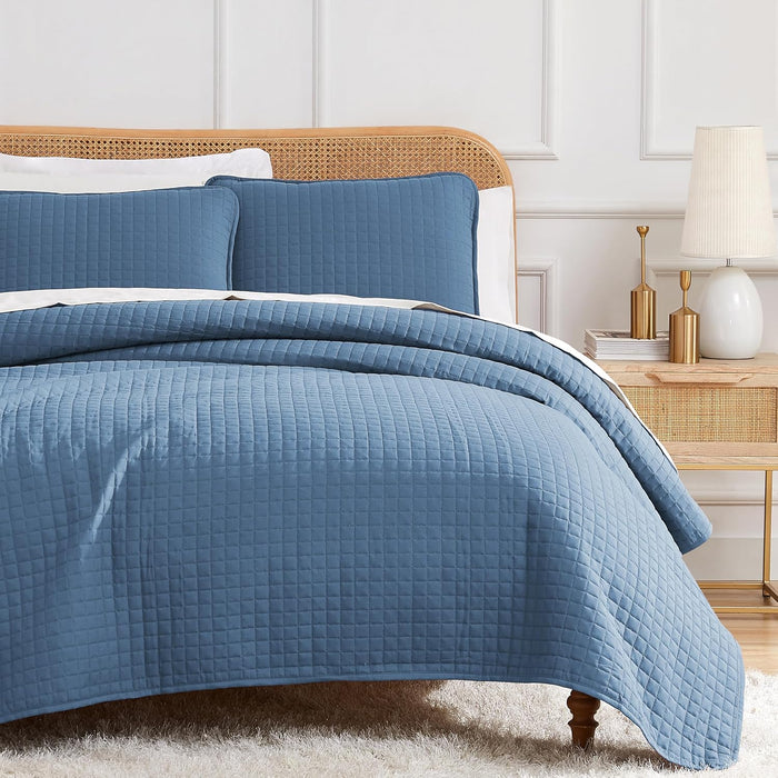 Southshore Fine Living, Inc. Quilts, Full/Queen Size Quilt Bedding Set, Easy Care Stain & Pet Hair Resistant Bedding, Coverlet Queen Size/Full Size Bedspread with 2 Pillow Shams, Dark Taupe