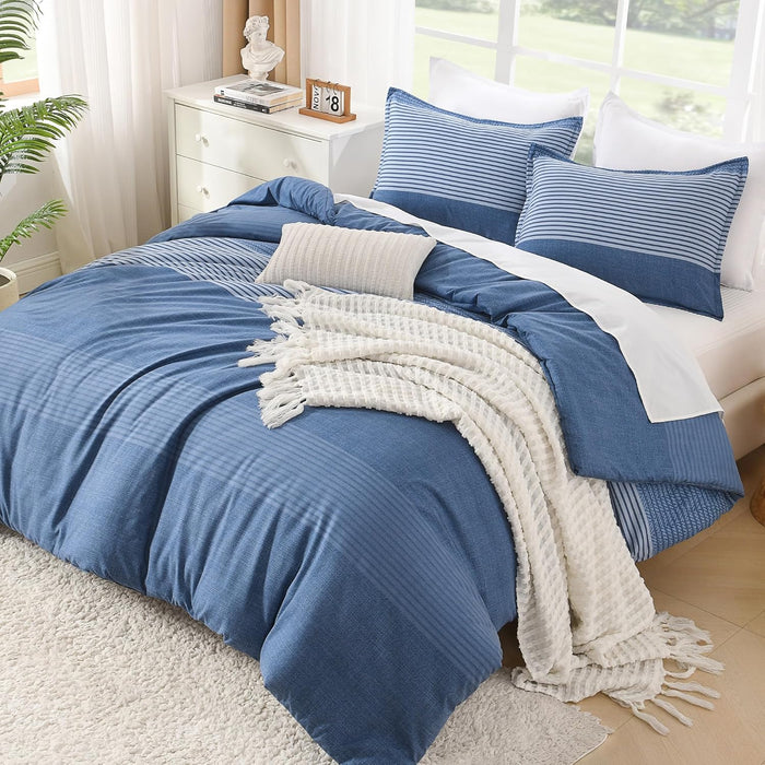 Litanika Full Size Comforter Sets Black White Grey - 3 Pieces Lightweight Bedding Set, All Season Down Alternative Comforter (1 Comforter, 2 Pillowcases)