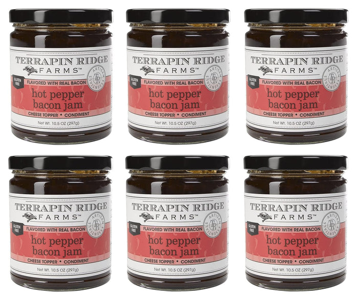 Terrapin Ridge Farms Hot Pepper Bacon Jam – Sweet & Spicy Spread with Real Bacon & Jalapeño – Gourmet Condiment for Cheese, Meats, and Appetizers – 10.5 oz Jar