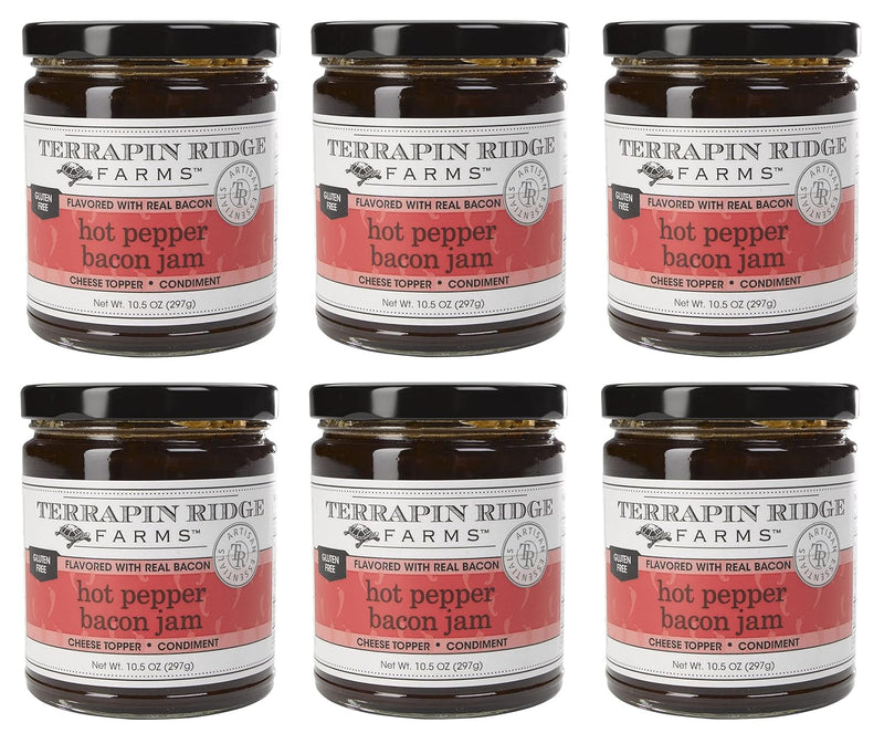 Terrapin Ridge Farms Hot Pepper Bacon Jam – Sweet & Spicy Spread with Real Bacon & Jalapeño – Gourmet Condiment for Cheese, Meats, and Appetizers – 10.5 oz Jar