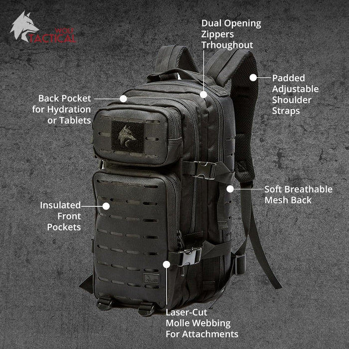 WOLF TACTICAL Molle Backpack Small Tactical Backpack Small Concealed Carry Backpack CCW Backpack Bug Out Bag 24L EDC Daypack