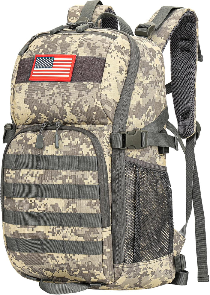 outdoor plus Camo Backpack,Military Boys Backpack for School with USB Port,30l Small Tactical Backpack for Outdoor Travel Camping Waterproof